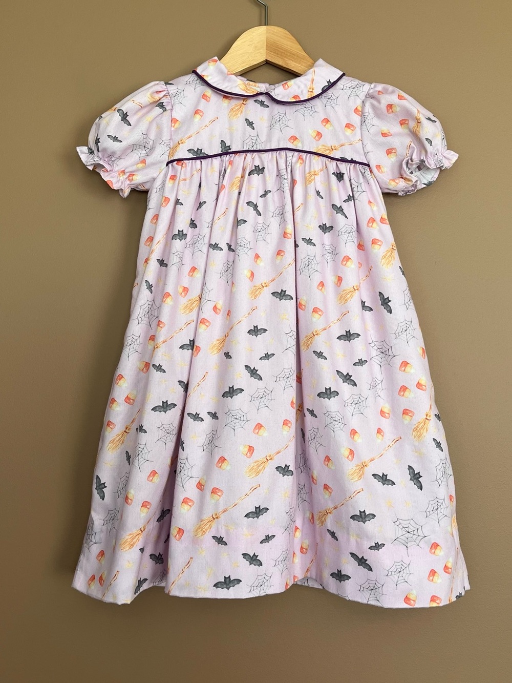 {Smockingbird} Halloween Theme Short Puff Sleeve Dress - Girls 5